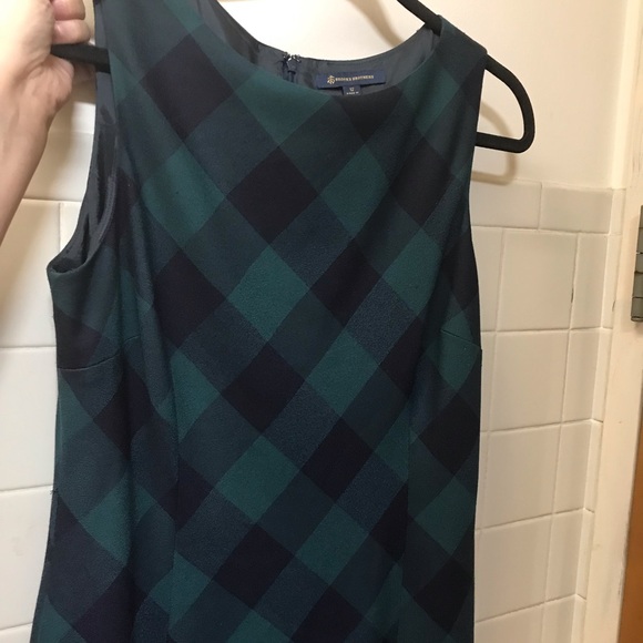 Brooks Brothers Dresses & Skirts - Brooks Brothers Sleeveless Navy/ Teal Check Sheath Dress